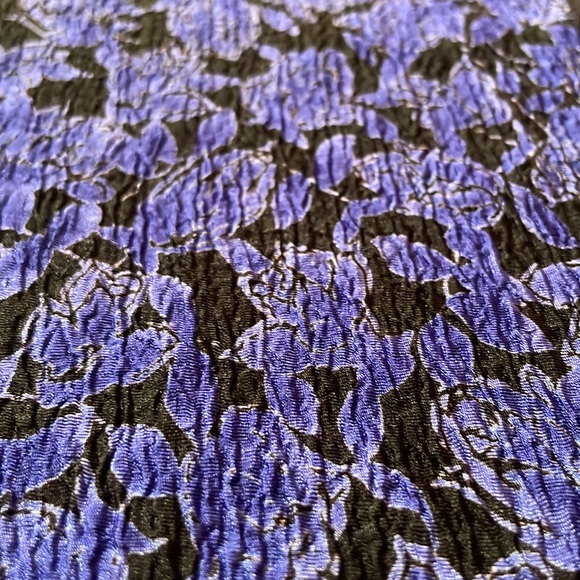 Vintage blue floral short sleeve polyester blouse with lining - Picture 3 of 6